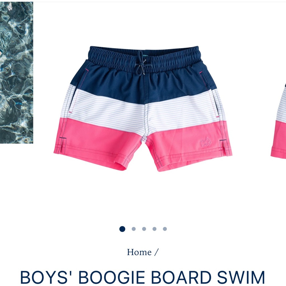 Boys' Colorblock Swim Trunks - Navy, White & Pink